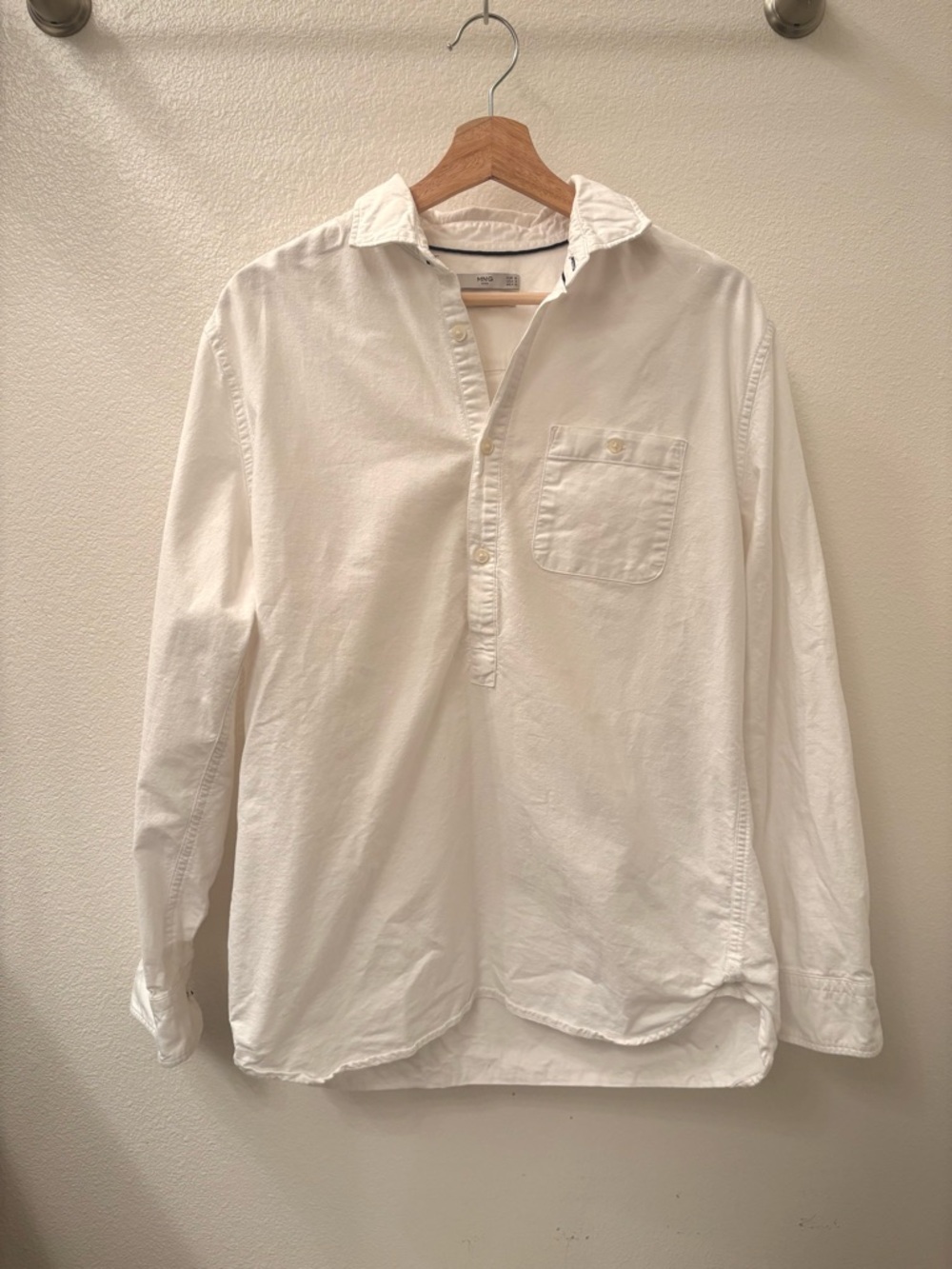 Classic White Long-Sleeve Popover Shirt